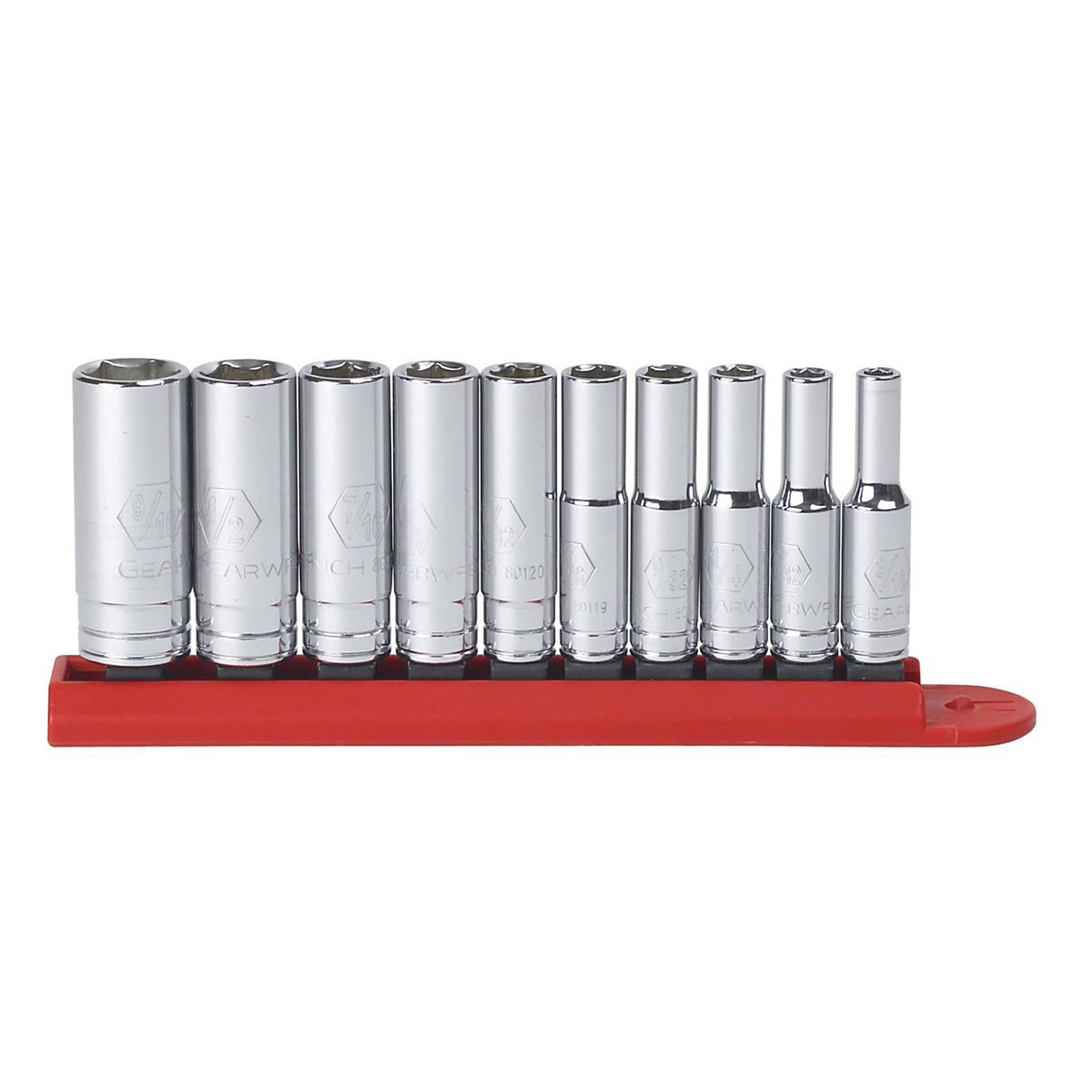GearWrench 10-Piece 1/4in. Drive 6-Point Mid-Length Socket Set — SAE, Model# KDT80305S-06